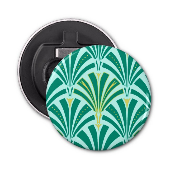 Art Deco fan pattern - turquoise on aqua Bottle Opener (Front)