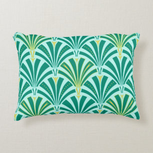 Art Deco fan pattern - turquoise on aqua Decorative Cushion