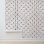 Art Deco Fan Pattern Wallpaper<br><div class="desc">Simple art deco fan pattern in pastel blush pink lines on white. An artful symmetry for an accent wall or full wall.</div>