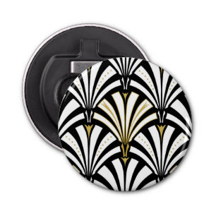 Art Deco fan pattern - white and black Bottle Opener