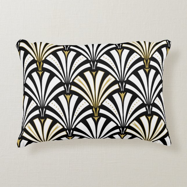 Art Deco fan pattern - white and black Decorative Cushion (Front)