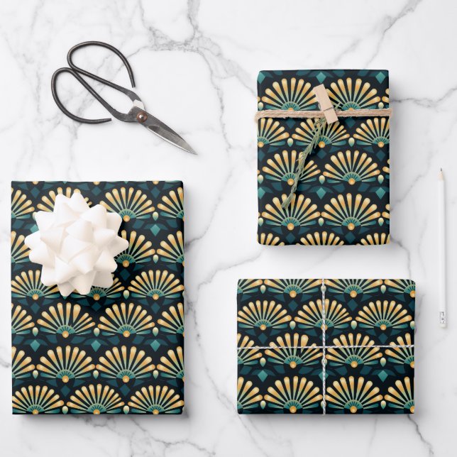 Art Deco Fan Pattern Wrapping Paper Sheets (Front)