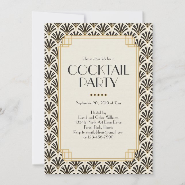 Art Deco Fans Cocktail Party 3 Invitation (Front)