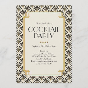 Art Deco Fans Cocktail Party 3 Invitation