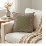 Art Deco Fans in Olive and Lilac Personalised Name Cushion<br><div class="desc">Art Deco Fans in Olive and Lilac Personalised Name Throw Pillow</div>
