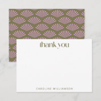 Art Deco Fans Olive Lilac Custom Name