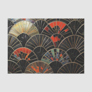 Art Deco Fans Orange and Black Halloween Tissue Paper