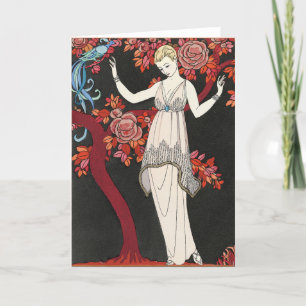 Art Deco fashion illustration by George Barbier Card