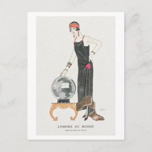 Art Deco Fashion Plate of Evening Gown by Barbier Postcard