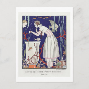 Art Deco Fashion Plate of Summer Dress by Barbier Postcard