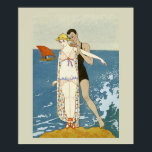 Art Deco Fashion Poster<br><div class="desc">Absolutely stunning vintage Art Deco poster showing a couple at the beach. Just gorgeous for the bathroom.</div>