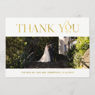 Art Deco Faux Gold on White   Photo Thank You