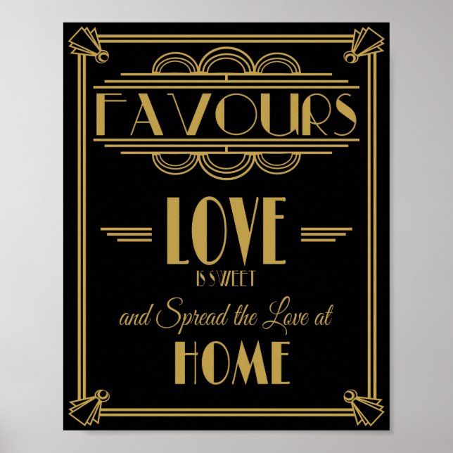 Art Deco Favours Sweet Print for wedding (Front)