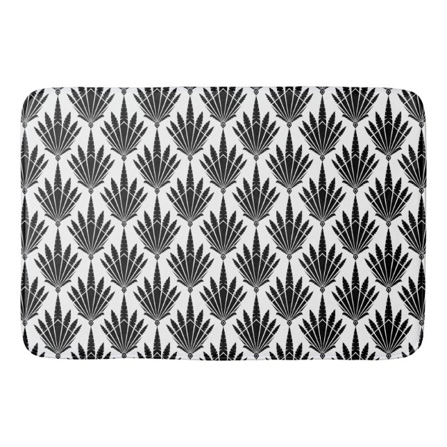 Art Deco Feather Fan Pattern Bath Mat (Front)