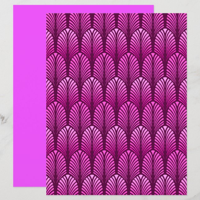 Art Deco Feather Pattern, Amethyst Purple (Front/Back)