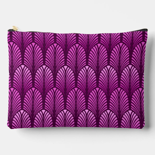 Art Deco Feather Pattern, Amethyst Purple  Accessory Pouch (Front)