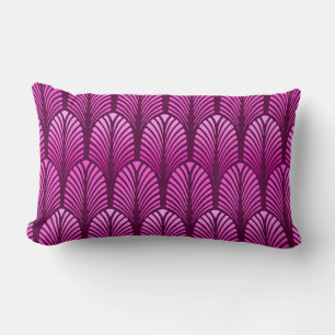 Art Deco Feather Pattern, Amethyst Purple Lumbar Cushion
