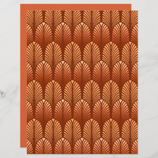 Art Deco Feather Pattern, Copper and Brown 