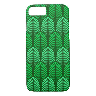Art Deco Feather Pattern, Emerald Green Case-Mate iPhone Case