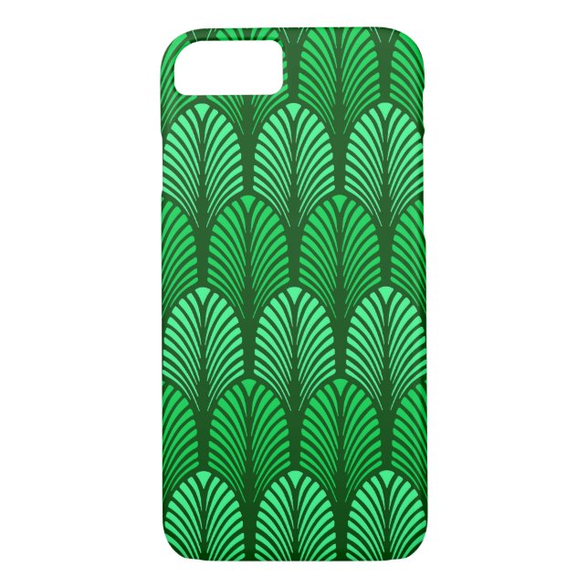 Art Deco Feather Pattern, Emerald Green Case-Mate iPhone Case (Back)