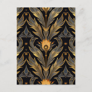 Art Deco Feather Pattern Postcard