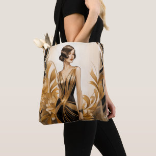 Art Deco Female All over Print Tote Bag 