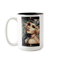 Art Deco Femme Fatale Mug (2 tone Blk)