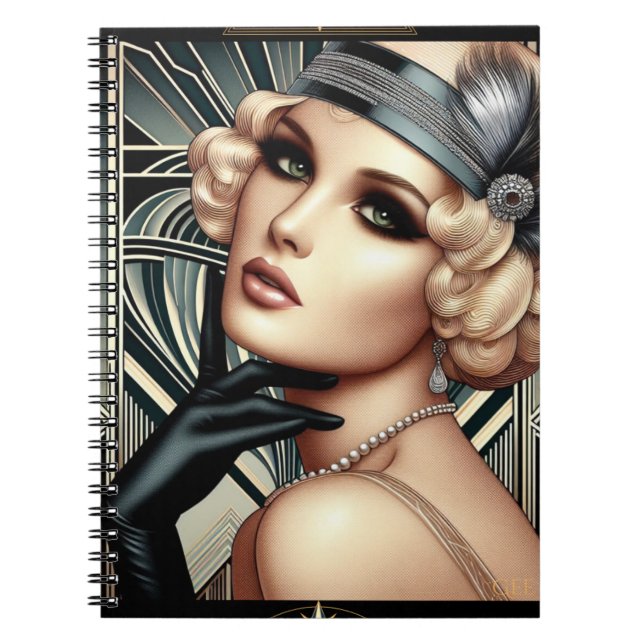 Art Deco Femme Fatale Planner Notebook (Front)
