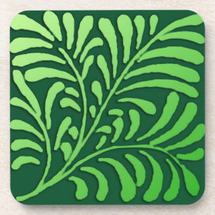 Art Deco fern pattern - shades of green Coaster