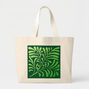 Art Deco fern pattern - shades of green Large Tote Bag