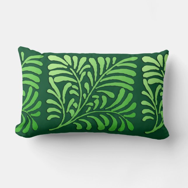 Art Deco fern pattern - shades of green Lumbar Cushion (Front)