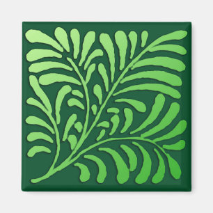 Art Deco fern pattern - shades of green Magnet