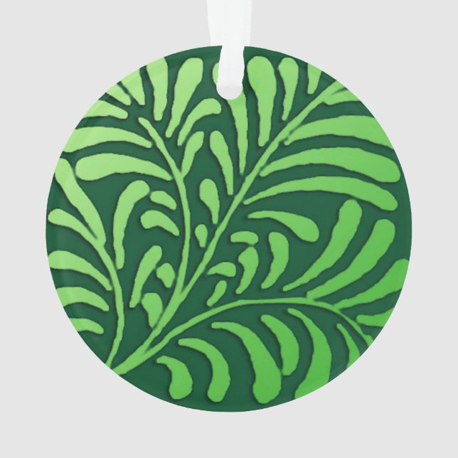 Art Deco fern pattern - shades of green Ornament (Back)