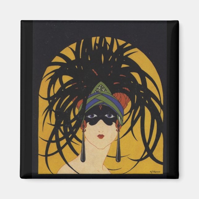 Art Deco Festive Lady Magnet (Front)
