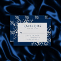 Art Deco Filigree | Silver and Navy Blue Decadence