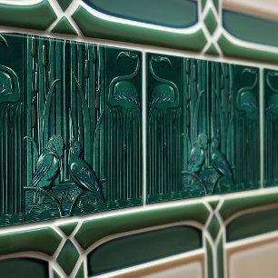 Art Deco Flamingo Wall Decor Art Nouveau Tile