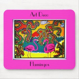 Art Deco Flamingos Mouse Pad