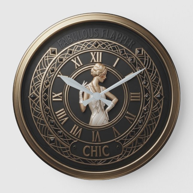 Art Deco Flapper Chic Large Clock (Front)