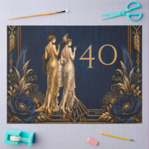 Art Deco flapper girls 40th Gatsby decoupage Tissue Paper