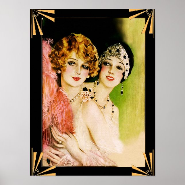Art Deco Flapper ladies Poster. Poster (Front)