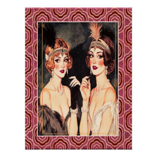 Art Deco Flappers at the Party. Poster