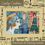 Art Deco Flappers Tea Towel<br><div class="desc">Art Deco Flappers Kitchen towel. Who says tea towels have to be boring.</div>
