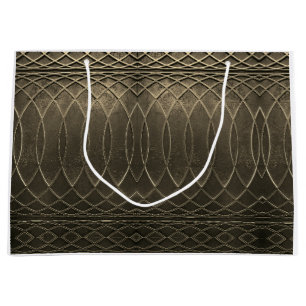 Art Deco Flat Metallic Taupe  Large Gift Bag