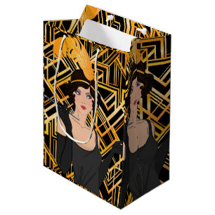 art deco, flipper girl, vintage,great Gatsby,chic, Medium Gift Bag