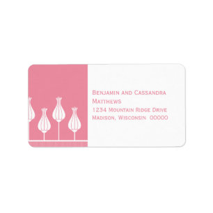 Art Deco Floral Address Labels, Pink Label