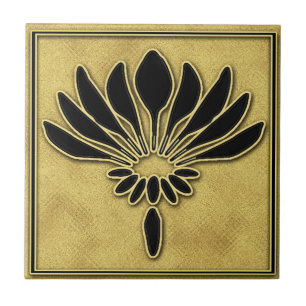 Art Deco Floral Design Ceramic Tile. Tile