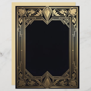 Art Deco Floral Frame Stationery Paper Custom Letterhead