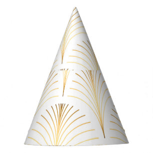 Art Deco Floral: Golden Elegance. Party Hat