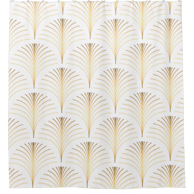 Art Deco Floral: Golden Elegance. Shower Curtain (Front)