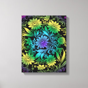 Art Deco Floral Rainbow Canvas Print